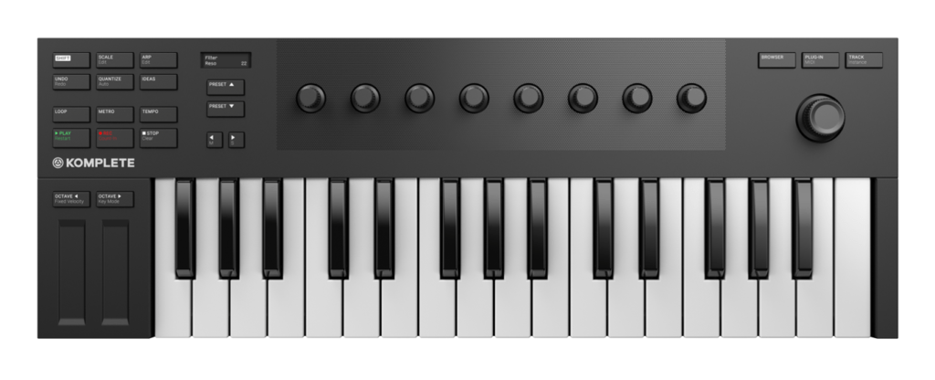 Native Instruments Komplete Kontrol M32, one of the best keyboard MIDI controllers for beginners and advanced users.