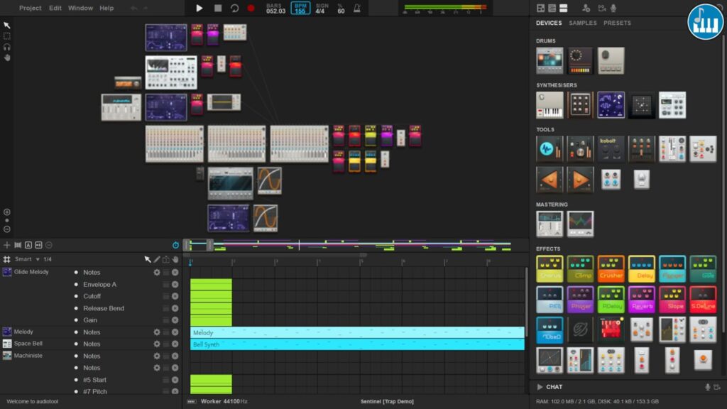 Audiotool est un DAW et Vivi, un puissant studio de production de musique en ligne directement dans votre navigateur Internet.