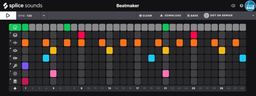 Beatmaker Slice Sounds est une boîte à rythmes en ligne gratuite idéale pour créer des rythmes pour le hip-hop, l'EDM et d'autres styles de musique électronique.